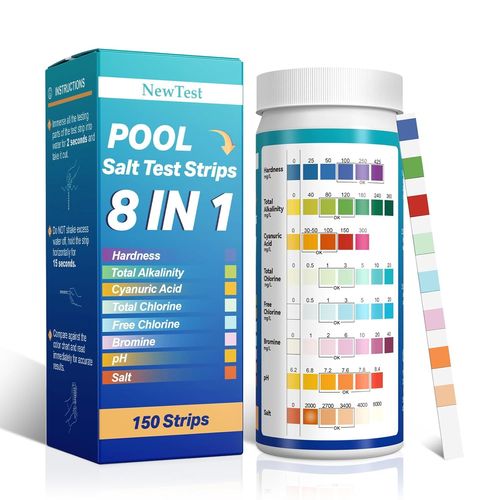 Blazeflux-Bandelettes Test Sel Piscine 150 Unites 8 En 1 Pour Piscine Eau Salee, Spa, Bain A Remous, Resultats Rapides Et Precis