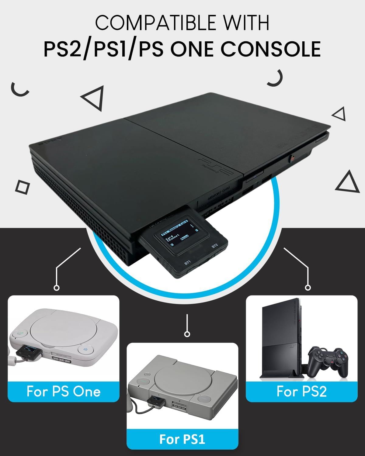 BLAZEFLUX-Carte memoire PSxMemCard PS2 PS1 PS One, 8GB MicroSD incluse, firmware upgradable, stockage illimite et Sd2psXtd, haute