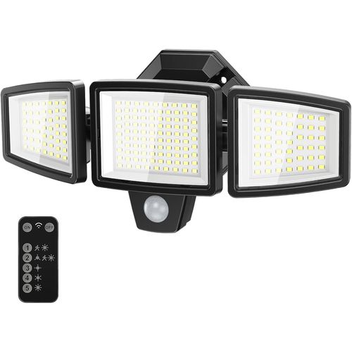 Blazeflux-Projecteur Led Securite 65w 6500lm, Ip65 Etanche, 6500k, 3 Tetes Reglables Detecteur De Mouvement Entree Garage Jardin