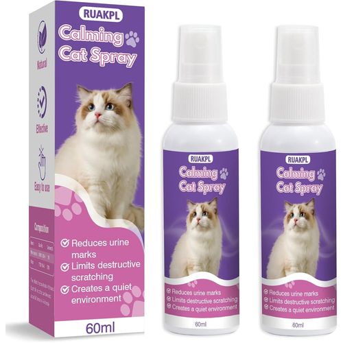 Blazeflux-Spray Apaisant Chat 60ml Lot De 2 Solution Anti Stress Pheromones Chat Reduit Anxiete Griffures Ideal Maison Voyage