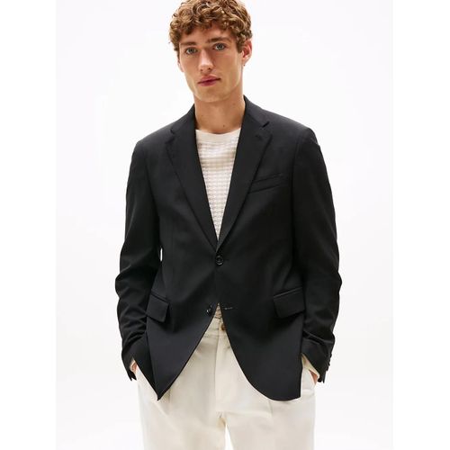 Blazer Ajust En Laine Mlange Solid Tech Wool Fabric/Black - 46