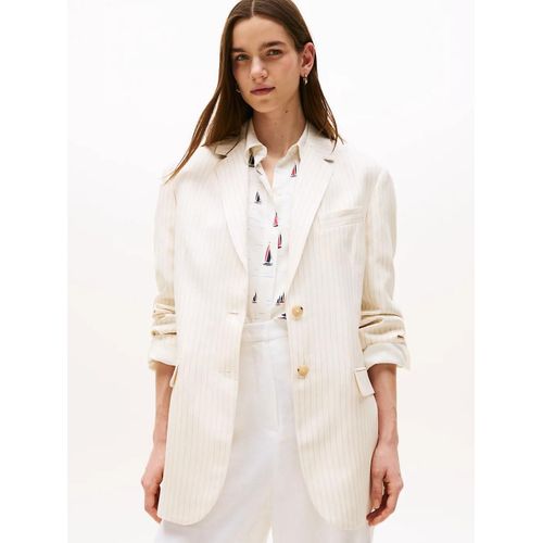 Blazer Dcontract  Fines Rayures Viscose Linen Relaxed Sb Blazer/Cream/ Grey Pinstripe Cw Fabric - 42