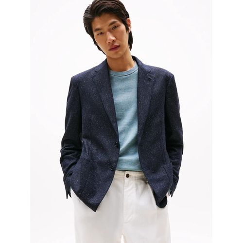 Blazer Droit  Tissage Chevron Avec Laine Soft Herringbone Fabric/Blue - 52