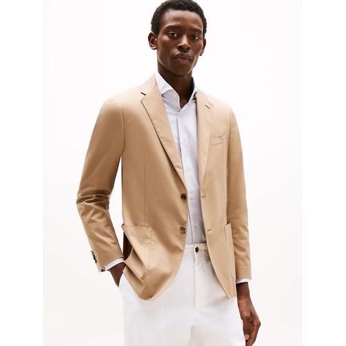 Blazer Droit Ajust Solid Tech Cotton Sallia Fabric/Beige - 56