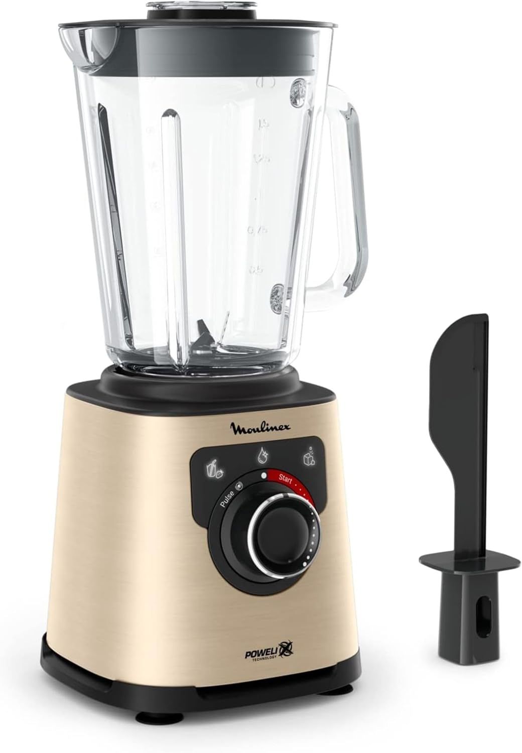 Blender lectrique,1200 W,Bol verre capacit utile 1,5 L,Mixeur Smoothie,Technologie de lames Powelix,Haute qualit,Nettoyage facile,PerfectMix Noir/Or LM871A10.[P10]