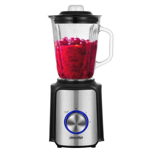 Blender Mixeur en Verre de 1,5 Litres, 2 Vitesses+ Pulse, Broyeur  Glace, 1200W, Noir/Argent, Mesko, MS 4080