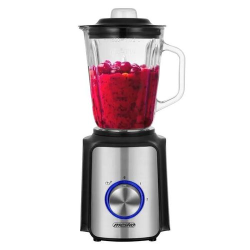 Blender Mixeur en Verre de 1,5 Litres, 2 Vitesses+ Pulse, Broyeur  Glace, 1200W, Noir/Argent, Mesko, MS 4080