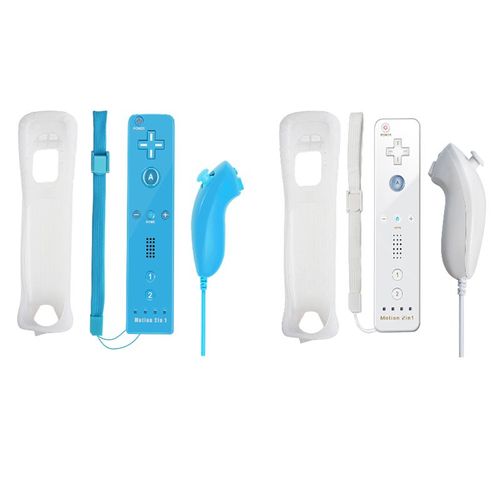 Bleu Blanc - Ensemble 2 En 1 Pour Console Nintendo Wii, Manette De Jeu Sans Fil, Tlcommande Dahchuck, Manette, Manette, Motion Plus En Option