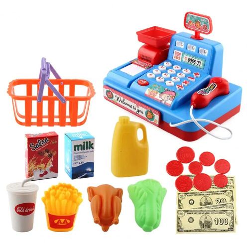 Bleu - Ensemble De Jouets De Caisse Utiles, Maison De Jeu Entirement quipe, Simulation De Carte, Fonction De Balayage, Cadeau D'anniversaire