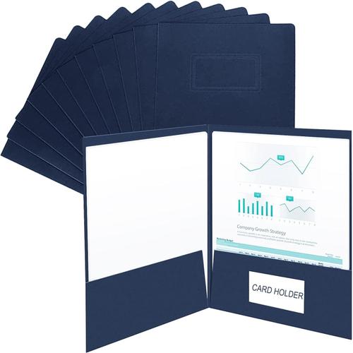 Bleu Fonc Lot De 10 Dossiers A4 En Papier Avec 2 Poches Pour Rapports Et Prsentations Avec Porte-Cartes, Porte-Documents, Pochettes De Rangement Pour Bureau, cole, Maison