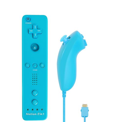 Bleu - Manette De Jeu  Distance Sans Fil Dahchuck, Manette De Jeu Pour Nintendo Wii Et Wii U, 2 En 1, Motion Plus En Option, Contrleur De Jeu Vido