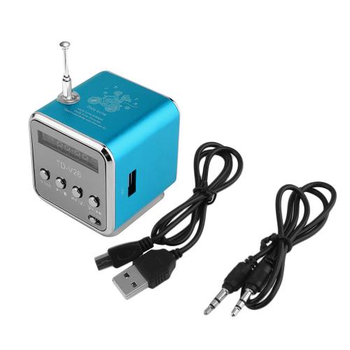 bleu - Mini Radio FM numrique Portable, haut parleurs avec rcepteur, Support carte SD/TF pour lecteur de musique Mp3, chargeur USB 87.5 108 MHz
