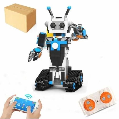 bleu pas de bote de couleur - Robot  programmation intelligente RC 2.4G, blocs de construction assembls, Mode double tlcommande, capteur de gravit, commande vocale, jouet Robot