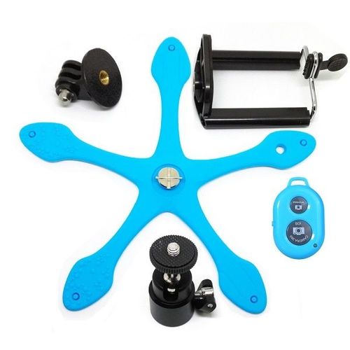 bleu - support de trpied Flexible + dclencheur pour iPhone 8, pour Gopro 7 6 5 yi 4k SJCAM Sj4000, accessoire de camra'action