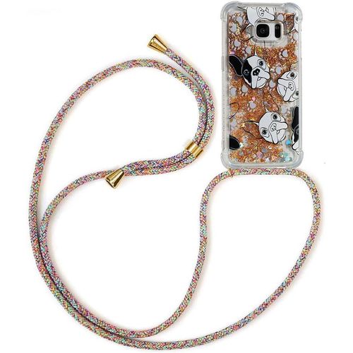 Bling Glitter Liquid Case Avec Corde Pour Samsung Galaxy S7 Edge, Transparent Crystal Soft Silicone Tpu Bumper Protector Case Avec Cordon Pendentif Rglable Case And Strap
