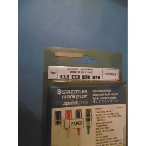 Blister De 4 Pointe Tubulaire Jetable 0.25/0.35/0.5/0.7 Noir Pour Table Traante Mars Plot Sprint Pen Staedtler 720hpk00-9