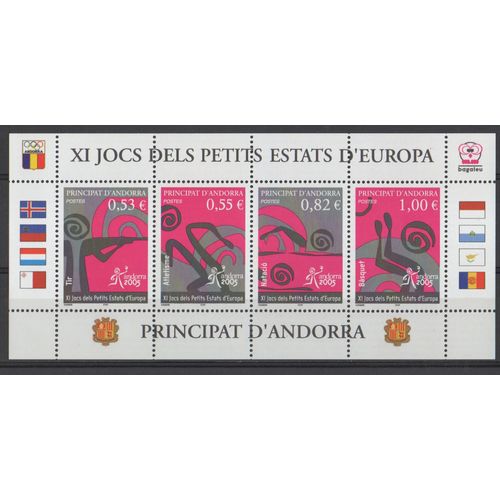 Bloc 4 Timbres Andorre Principat D'andorra 2005 Yvert Et Tellier N609, 610, 611 Et 612 Jeux Des Petits tats D'europe Neuf** Sans Traces De Charnire