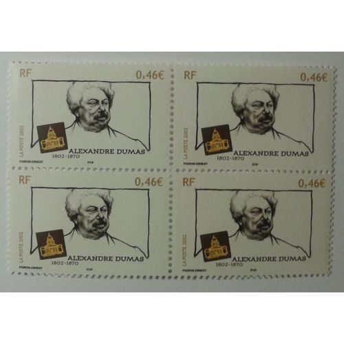 Bloc 4 Timbres France 2002 Yvert Et Tellier N3536 Alexandre Dumas (1802-1870) Neufs Gomme Intacte