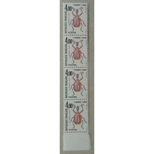 Bloc 4 Timbres-Taxe Bord De Feuille France 1982 Yvert Et Tellier N108 Insectes 