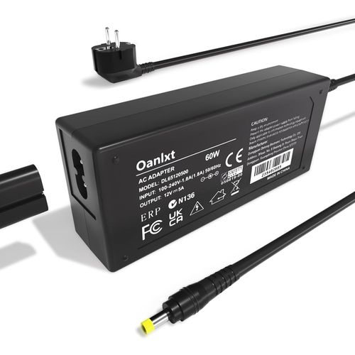 Bloc d'alimentation 60 W 12 V 5 A pour cran LCD TFT, bandes LED, amplificateur TV, Freebox V5, DVD, HD et V6, NAS, EXT, disques durs et plus encore