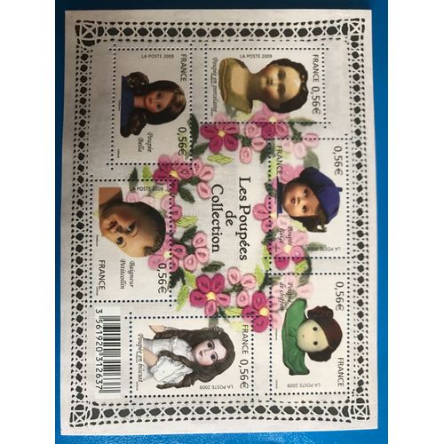 Bloc Feuillet 4394, 6 Timbres Diffrents - Les Poupes De Collection : En Porcelaine, Gg, De Chiffon, Bella, Baigneur Petitcollin, En Biscuit - Anne 2009 - Gomme Intacte