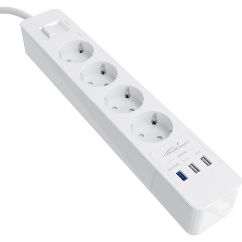 Bloc Multiprise Avec 4 Prises (Usb, Quick Charge 3.0, Charge Jusqu 3 Plus Rapide Selon LAppareil, Protection Parafoudre/Surtension, Test Par Tv, Blanc).[G932]