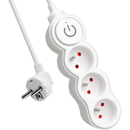 Bloc Multiprises 3 Prises Avec Interrupteur,Rallonge 1,5 M 250 V Avec Scurit Enfant,Blanc.[Y197]