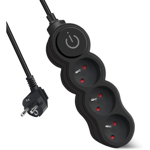 Bloc Multiprises 3 Prises Avec Interrupteur,Rallonge 3 M 250 V Avec Scurit Enfant,Noir.[Y291]