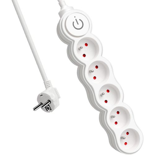 Bloc Multiprises 5 Prises Avec Interrupteur,Rallonge 1,5 M 250 V Avec Scurit Enfant,Blanc.[Y194]