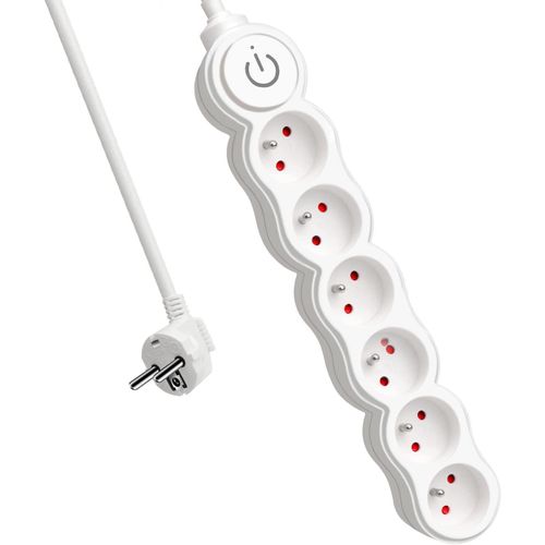 Bloc Multiprises 6 Prises Avec Interrupteur,Rallonge 1,5 M 250 V Avec Scurit Enfant,Blanc.[Y196]