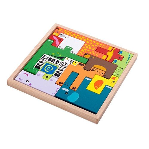 Blocs Animaux En Bois Puzzle 3d, Jouets Pour Bb, Pice En Forme D'Animal, Puzzle Montessori, Jeu ducatif D'Empilage Assorti