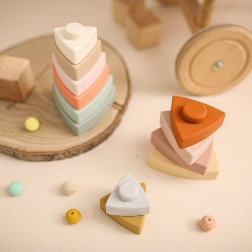 Blocs De Construction En Silicone Pour Bb, Anneau De Dentition Jenga, Tour Pliante, Jeu D'empilage, Jouets D'amlioration Intellectuel