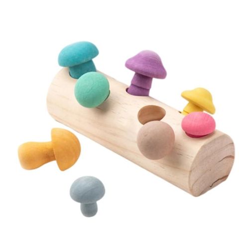 Blocs En Bois Arc-En-Ciel, Jeu De Cueillette De Champignons, Jouet ducatif Montessori Pour Bb, Forme Assortie, Assemblage, Jouets  Saisir Pour Enfants