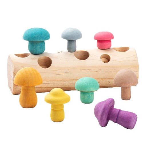 Blocs En Bois Arc-En-Ciel, Jeu De Cueillette De Champignons, Jouets ducatifs Montessori En Bois Pour Bb, Forme Assortie, Assemblage, Prhension