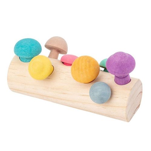 Blocs En Bois Arc-En-Ciel, Jeu De Cueillette De Champignons, Montessori, Dveloppement ducatif Pour Bb, Forme Assortie, Assemblage, Jouet  Saisir