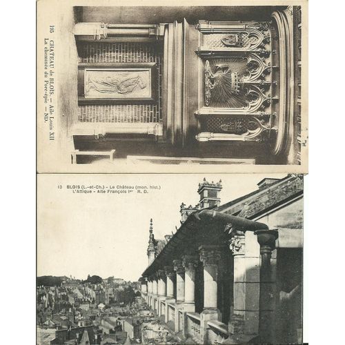 Blois 2 Cartes Attique Chateau Chemine Porc Epic