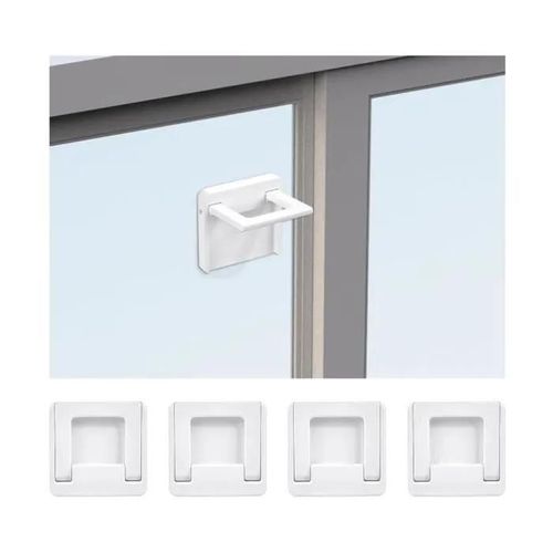 Bloque Porte Coulissante - Scurit Enfant - Blanc - Fentre Verrouillage - Patin Adhsif