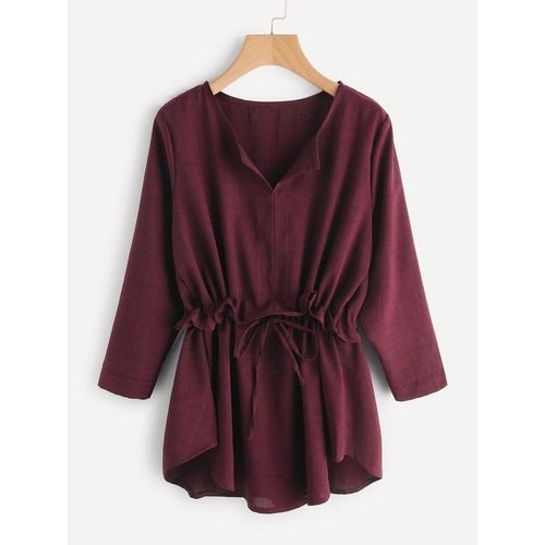 Blouse Bordeaux Manches Longues Ceinture Tm Shein