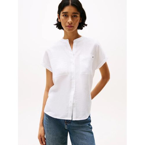 Blouse En Lin Dcontracte  Manches Courtes Ess Linen Collarless S/S Blouse/Optic White - 34