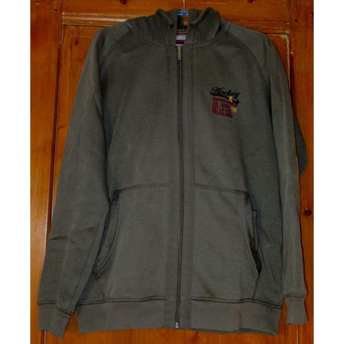 Blouson Zipp Avec Capuche - Canda De Chez C & A - Taille L - Marron Avec Motif Hockey Du Ct Gauche - 65%Polyester/35%Coton