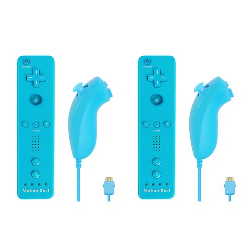 Blue 2set - Manette De Jeu  Distance Sans Fil Dahchuck, Manette De Jeu Pour Nintendo Wii Et Wii U, 2 En 1, Motion Plus En Option, Contrleur De Jeu Vido