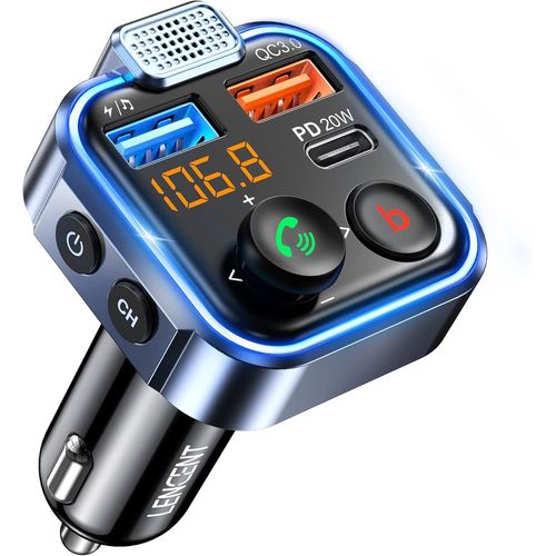 Bluetooth 5.3 Car Fm Transmitter,Car Radio Transmitter,Quick Charger Pd 20w Type C+ Qc3.0,Hands-Free Calling,Mp3 Music Player Bass Support U Disk
