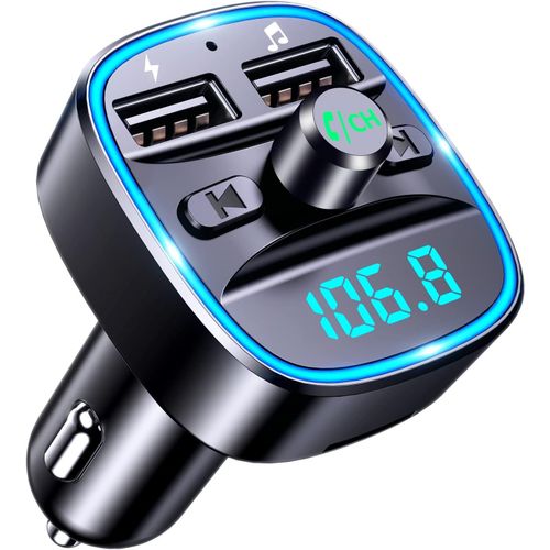 Bluetooth Voiture,Transmetteur FM Bleutooth 5.3 Adaptateur Radio Lecteur de Musique Kit Bluetooth sans Fil,Appel Main Libre,Dual USB 5V/2.4A & 1A,Chargeur Voiture Support Carte TF/Cl USB