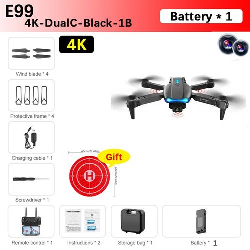 Bmad E99 4k Drone Professionnel Double Camra Avec Wifi 5g Fpv Photographie Arienne Pliable vitement D'obstacles Quadcopter Dron Jouets Drone 4k Professional Gps 10km Drone - Type 4k-Dualc-Black-1b