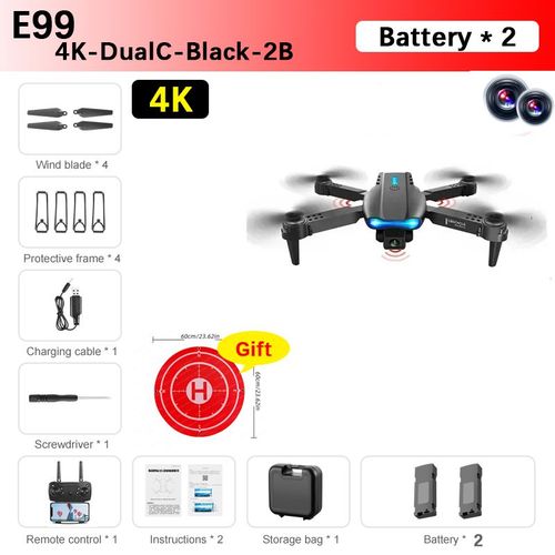 Bmad E99 4k Drone Professionnel Double Camra Avec Wifi 5g Fpv Photographie Arienne Pliable vitement D'obstacles Quadcopter Dron Jouets Drone 4k Professional Gps 10km Drone - Type 4k-Dualc-Black-2b
