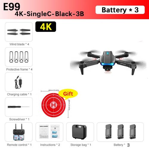 Bmad E99 4k Drone Professionnel Double Camra Avec Wifi 5g Fpv Photographie Arienne Pliable vitement D'obstacles Quadcopter Dron Jouets Drone 4k Professional Gps 10km - Type 4k-Singlec-Black-2b