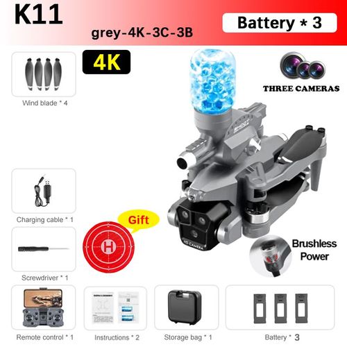 Bmad K11 Max Rc-Drone Professionnel Pour Photographie Arienne,Avion  Trois Camras,vitement D'obstacles,Quadrirotor Pliable,Jouet Cadeau Drone 4k Professional Drone - Type Grey-4k-3c-3b