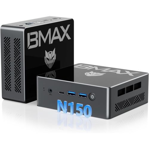 Bmax Mini Pc B4Turbo,Intel N150 13Th Gnration Twin Lake(Jusqu' 3,6 Ghz) 16 Go So-Dimm Ddr4 512 Go M.2 2280 Ssd,Mini Ordinateur De Bureau,Triple cran,Hdmi 2,Type-C,Wi-Fi 5,Bluetooth 5.0
