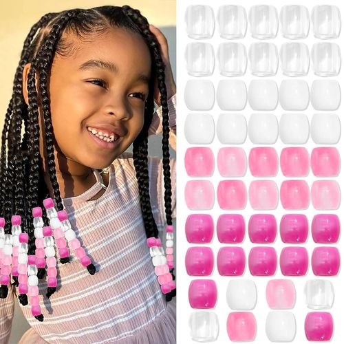 Bmtterqgwo - 48 Perles Cheveux Rose Clair Pour Dreadlocks, Tresses Et Queues De Cheval, Accessoires Bijoux Enfants Filles