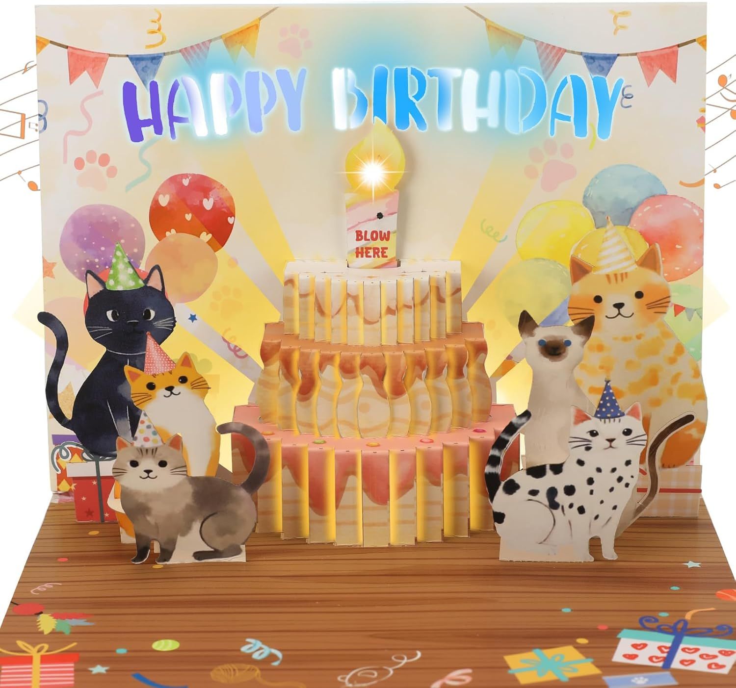Bmtterqgwo-Carte Anniversaire Musicale Pop Up Chat Lumieres Colorees Bougies Soufflables Numeros Diy Enfants Hommes Femmes Amoureux